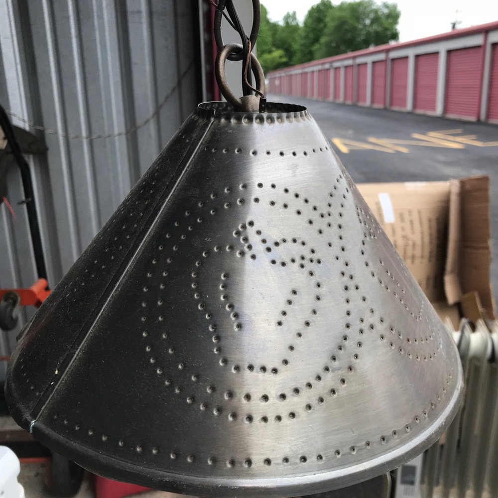 Pressed tin hanging pendant light